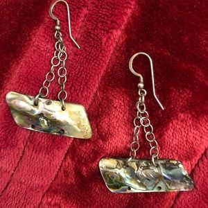 Handmade Paua Abalone and sterling silver earrings